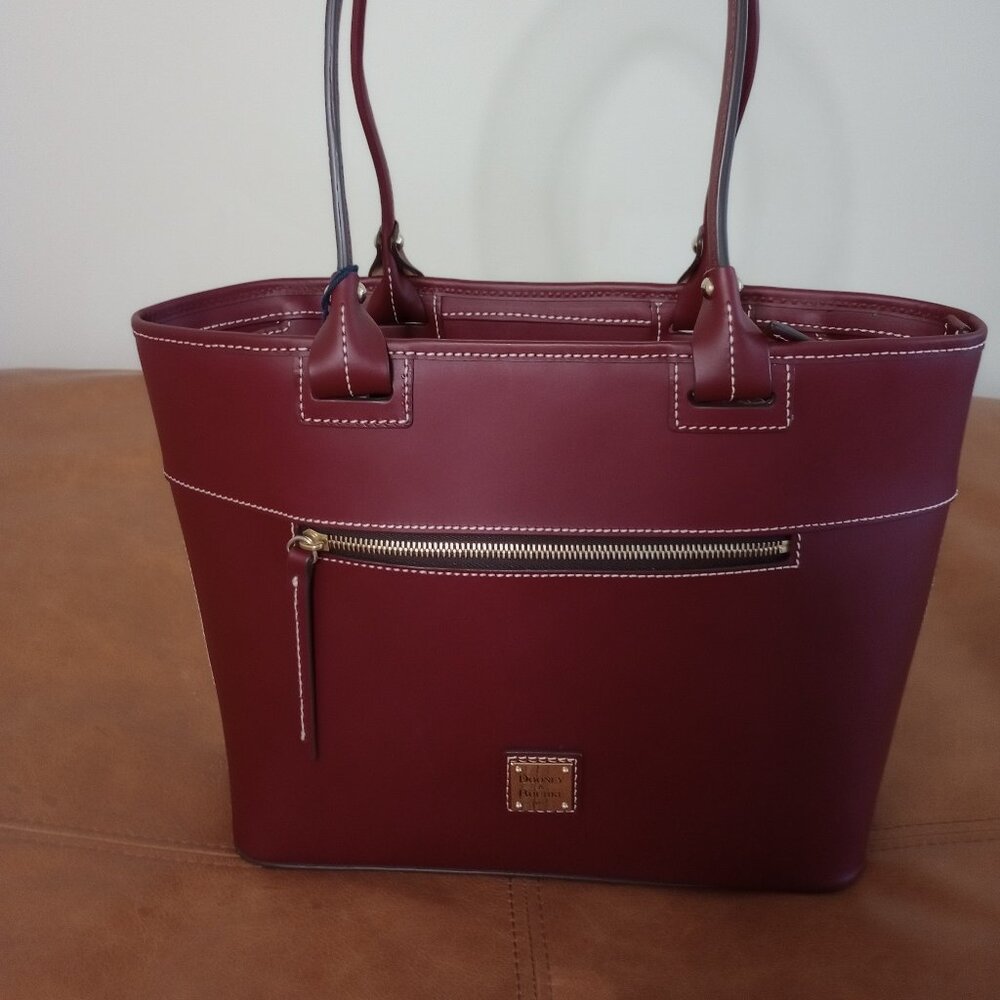DOONEY & BOURKE Beacon Zip Tote Bordeaux Smooth European Vacchetta Leather